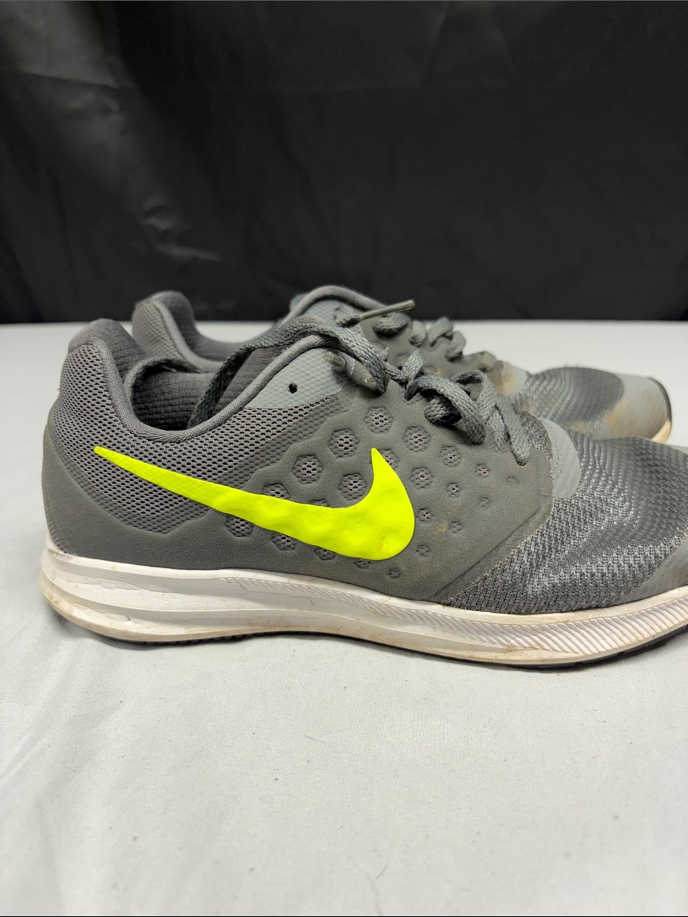 Nike Gray Sneakers with Neon Yellow Swoosh